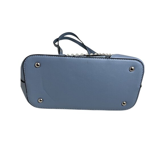 Vera New York Blue Faux Leather Studded Tote With Snake Print Design & Zip Closu - Picture 4 of 6